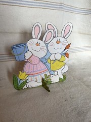 Vintage Hallmark Easter Bunny Table Top Honeycomb Decor Painted Easter Egg