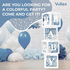 Baby Shower Boxes with Letters – White Boxes with White Dusty Blue Light Blue