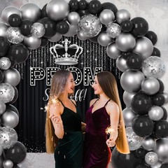 AIBIIN 125 PCS Prom 2026 Party Decorations Black Silver Prom Send Off Graduat…
