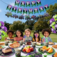 Monster Truck Birthday Decorations, Monster Truck Party Supplies Serves 16 Guest