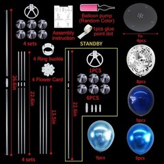 4 Set Metallic Blue Silver Balloon Stand Centerpiece Table Decorations for Me…