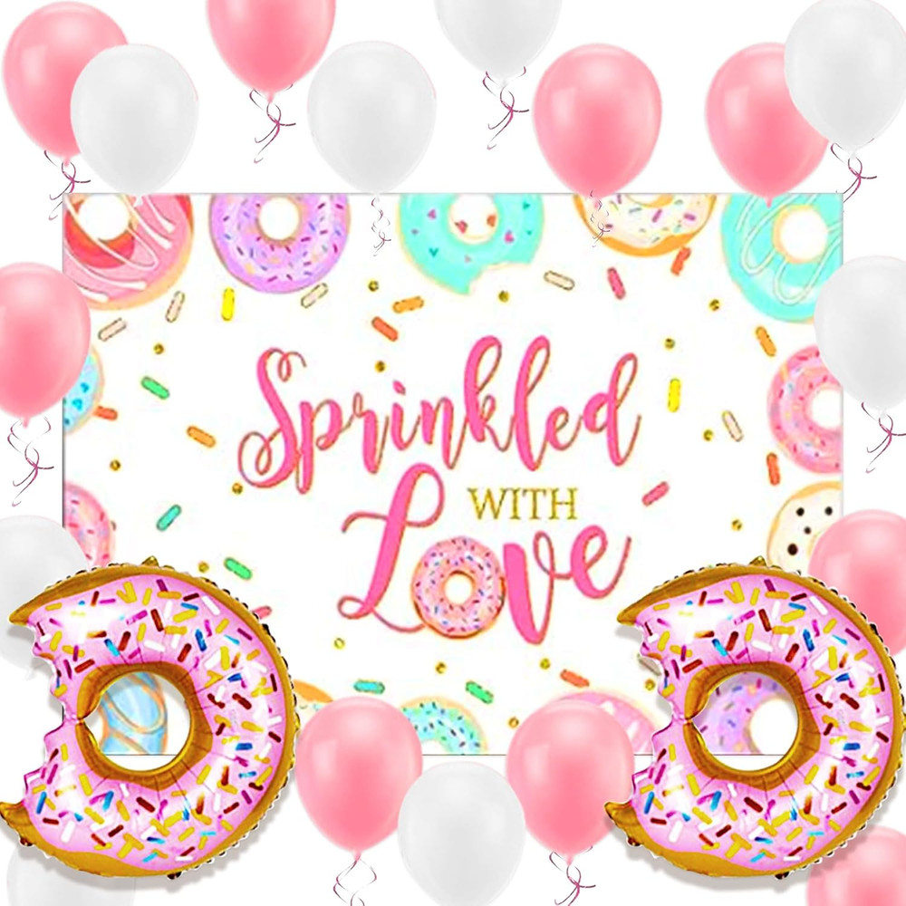 Pink Baby Sprinkle Decorations Girl Sprinkled with Love Banner Gender Baby Showe
