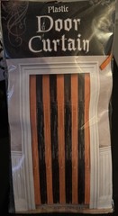 Orange & Black Door Fringe Curtain Decoration For Halloween, Football, Party