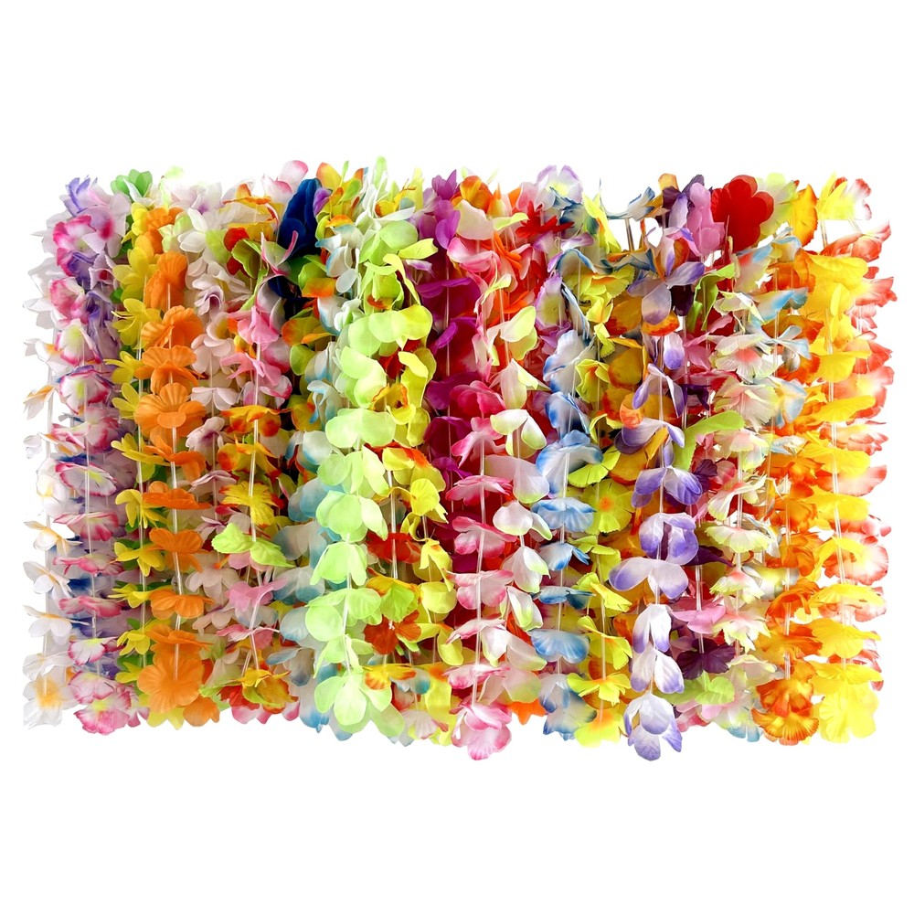 Collar de flores para decoración de fiesta de Lei hawaiano de 50 piezas