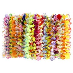 Collar de flores para decoración de fiesta de Lei hawaiano de 50 piezas
