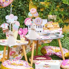 21Pcs Two Sweet Party Centerpiece Sticks Donut 2nd Birthday Party Decorations…