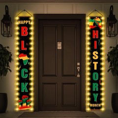 Black History Month Banner with Lights – African American Porch Decor, 70.9″x11.