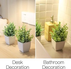 Der Rose 2 Pack Small Fake Plants Mini Artificial Potted for 2-grey