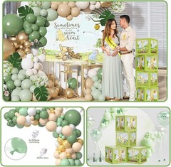 132pcs Classic Winnie Baby Shower Decorations Kit, All-in-1 Green, Yellow