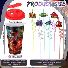 Colorful Dragon Plastic Cups for Birthday Party – 36 Count