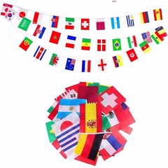 50FT Long 32 Nations XL World Flags Fabric Flag Party Bunting