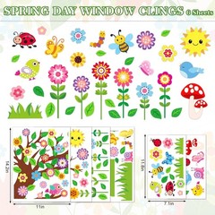 Spring Window Clings Large Cute Flower Floral Tree Garden Butterfly Bird Reus…