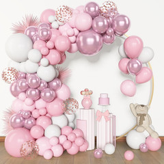 153pcs Pink White Balloons Arch Garland Kit, Different Sizes 18 12 10 5inch Past