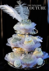 Deluxe wedding birthday party cake tutu decorations pink white black purple