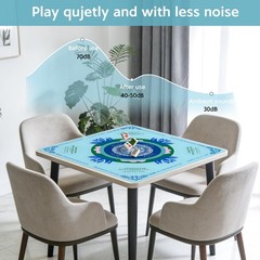 ECVLRTK Blue Mahjong Mat for Table, American Mahjong Mat with Printed Rules, 31.