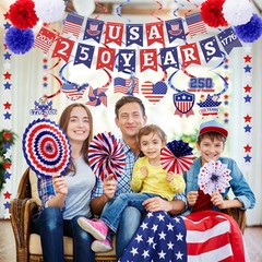 Aneco 250th Anniversary Decorations Set 4th of July Patriotic Decor USA Flag …
