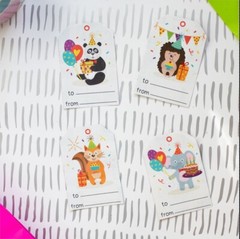 Animal Happy Birthday Adhesive Gift Tags Stickers | 2 x 3″ Inch | 50 Per Roll