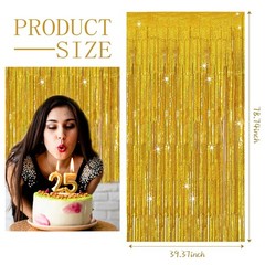 3 Pack Gold Backdrop Birthday Decorations Foil 3.28 ft x 6.56 ft,