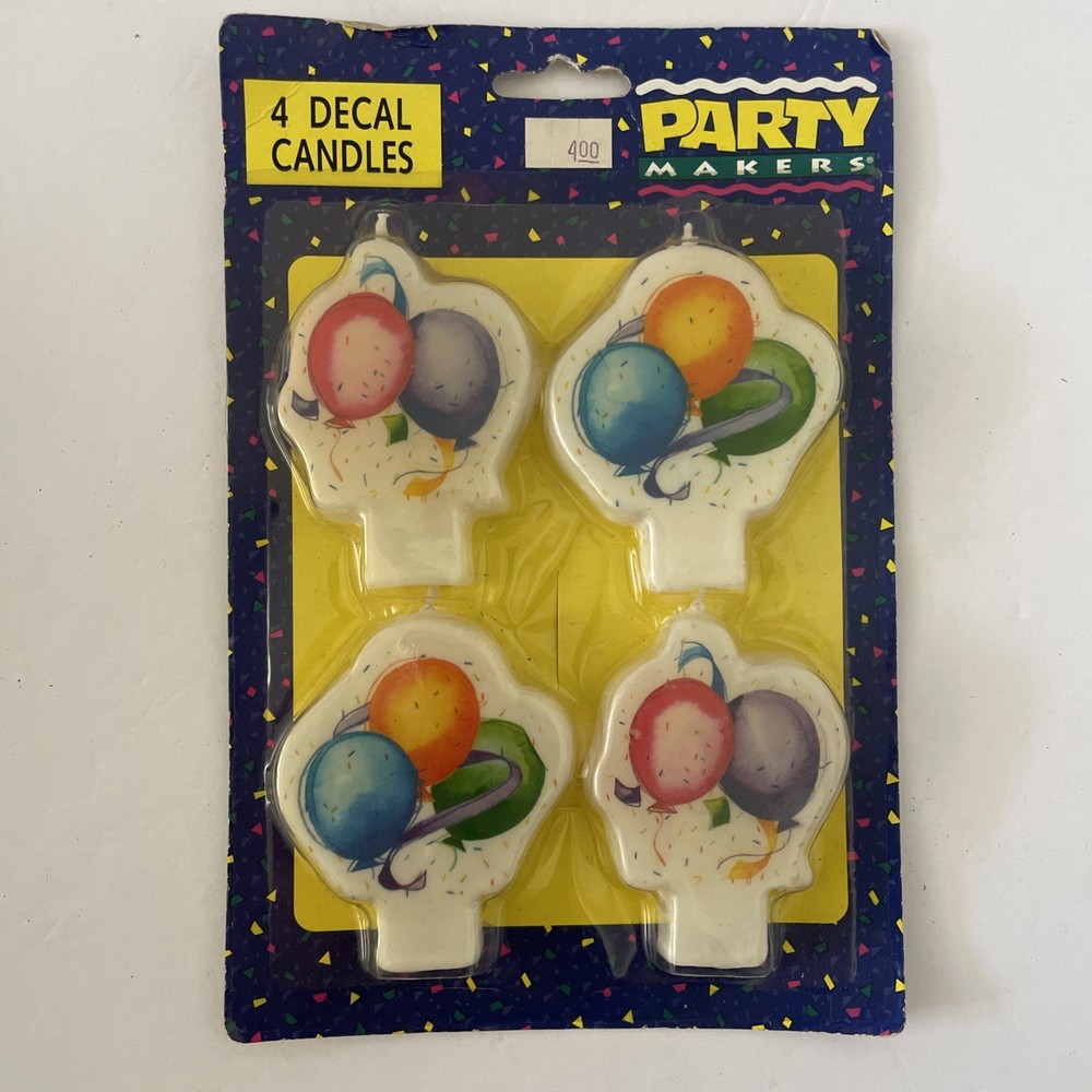 Vintage Party Makers Birthday Cake Party Candles Balloons Design