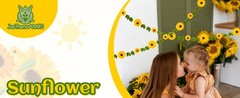 Sunflower Felt Garland Summer Flower Green Leaves Hanging Garland Floral Party