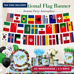 160 Pcs World Flags Party Supplies,International Party Decorations Set with Coun