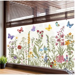 9 Sheets Vintage Wildflower Window Clings Spring Summer Floral Butterfly Window