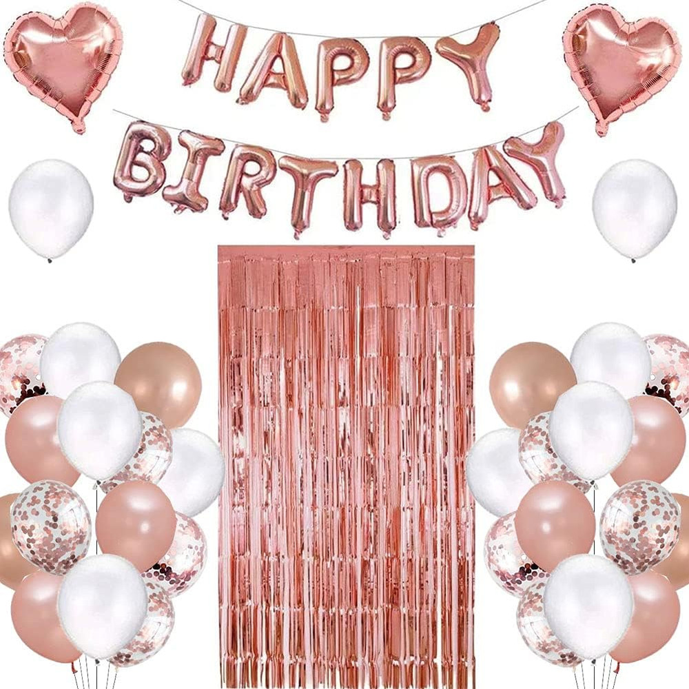 Globos Cortina Decoraciones De Fiestas Para Cumpleanos Rose Gold Para Mujer Nina