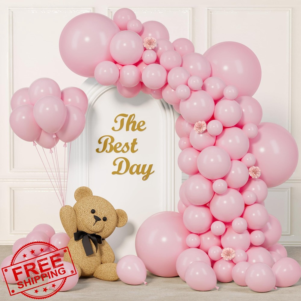 145pc Pastel Pink Balloon Arch Kit, Various Sizes for Party Decor