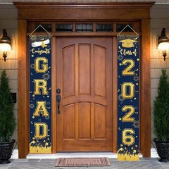 Navy Blue and Gold Graduation Decorations Class of 2026 Hanging Grad Banner -…