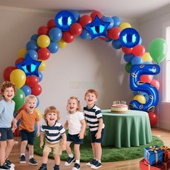 40 Inch Giant Number 5 Foil Balloon With Gold Ring, 2 Pcs 18 inch Round and S…