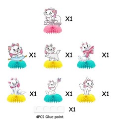 Marie Cat Honeycomb Centerpieces 3D Table Decorations Party Supplies