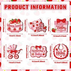 6 PCS Wooden Strawberry Baby Shower Table Decorations Centerpiece Props