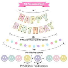 Pre-Strung Happy Banner, NO DIY Decorations with Circle Dot Garland and Prepp…