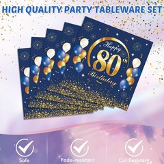41PCS 80th birthday decorations Navy Blue and Gold 80th Birthday Party Favor …