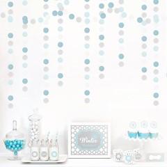 Light Baby Blue White Silver Party-Decoration Garland – 52ft Baby Boy Shower