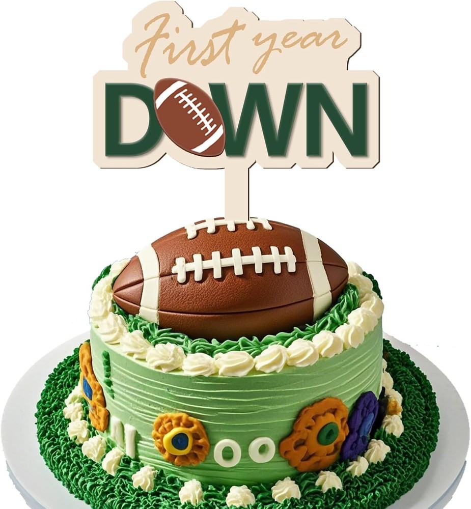 First Year Down Birthday Party Decorations, Rugby Football Cake Topper…