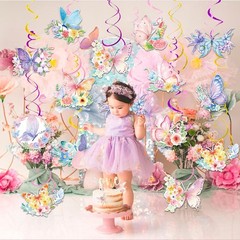 57 Pcs Butterfly Hanging Swirls Decorations for Butterfly Floral Hanging Swirl