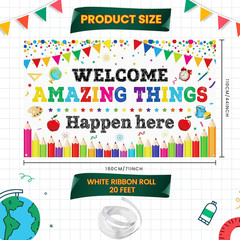 Welcome Back to School Banner Decoration Back to School Backdrop Motivational Cl