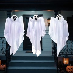 3 PCS Halloween Hanging Ghosts 27.5″ – Cute Flying Decorations for Yard, Patio,