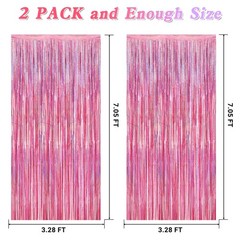 2 Pack Glitter Pink Backdrop 3.28 FT x 7.05 FT Birthday Party Decorations Laser