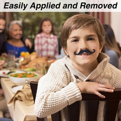 60 Pcs Black Fake Mustaches Adhesive (10 Designs) Novelty Hairy Beard Costume…
