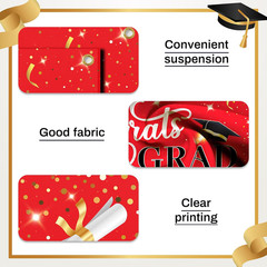 3 Pcs Graduation Decorations Class of 2026, Large Graduation Banners Set, Red &
