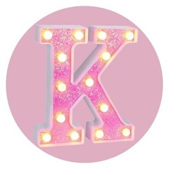 Light up Letters，Party Decorations,Girls Room Decor,Glitter Light Up K Pink