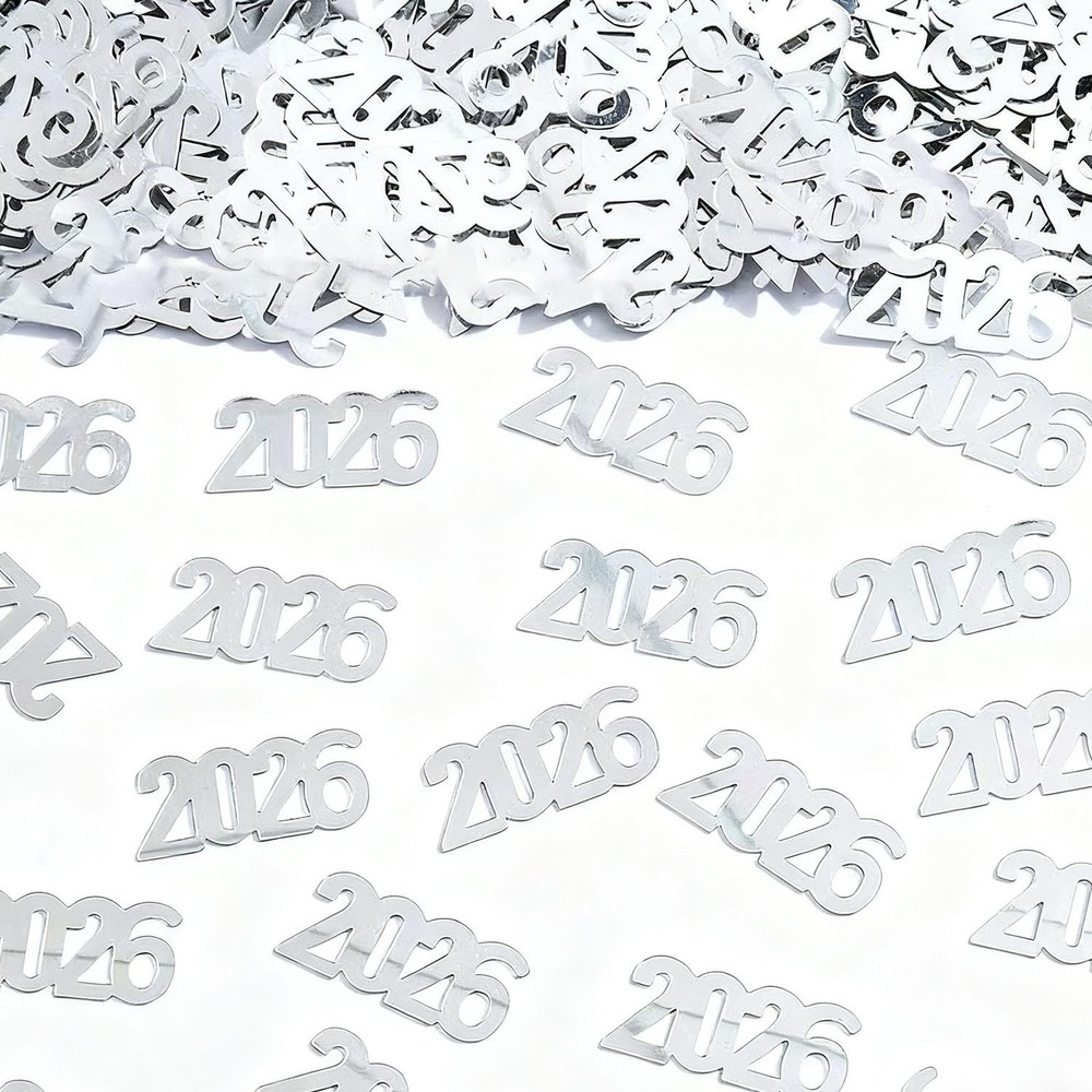 2026 New Years Table Confetti Silver Winter Holiday Eve Party Decor Supplies