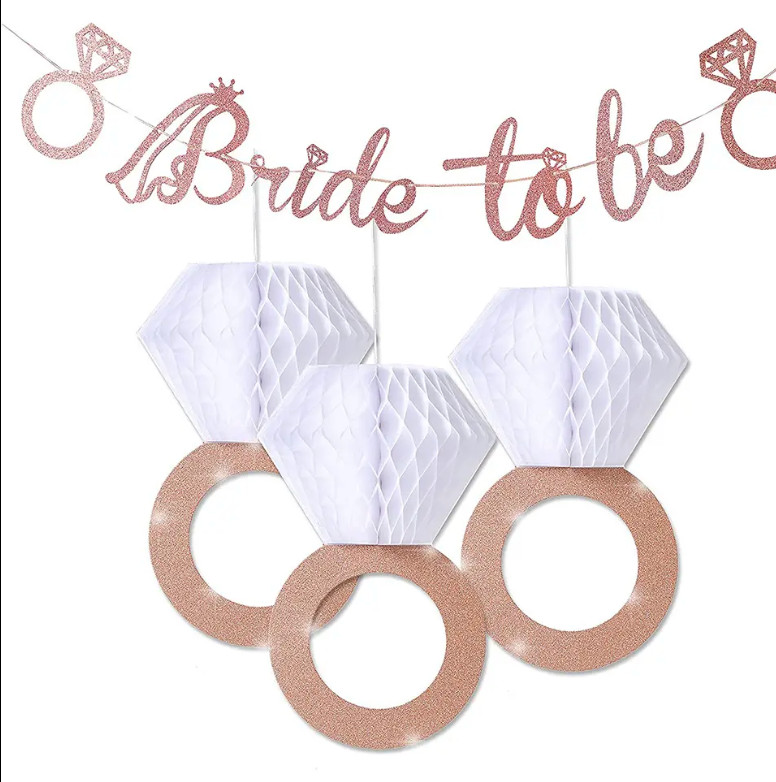 Rose Gold Bride To Be Banner Sign Double Sided Gold,white