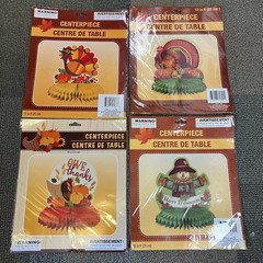 Thanksgiving Decorations Centerpieces Lot Of 4 Turkey Scarecrow Cornucopia