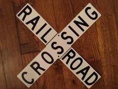 Train/Railroad Party Decorations | White Crossing | Wall Sign & Stand | 24 Inch