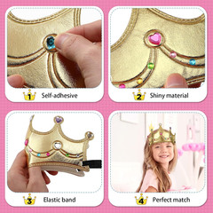 22 pack DIY Crowns Set Include 12 Pcs Foam Princess Crowns and 10 Pcs Diamond St