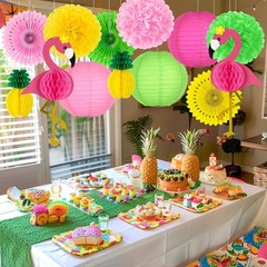 13PCS Hawaiian Party Decorations, Luau Party Decorations – Flamingo & Pineapple