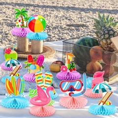 12 Pcs Summer Beach Honeycomb Centerpieces Beach Pool Party Supplies Honeycom…